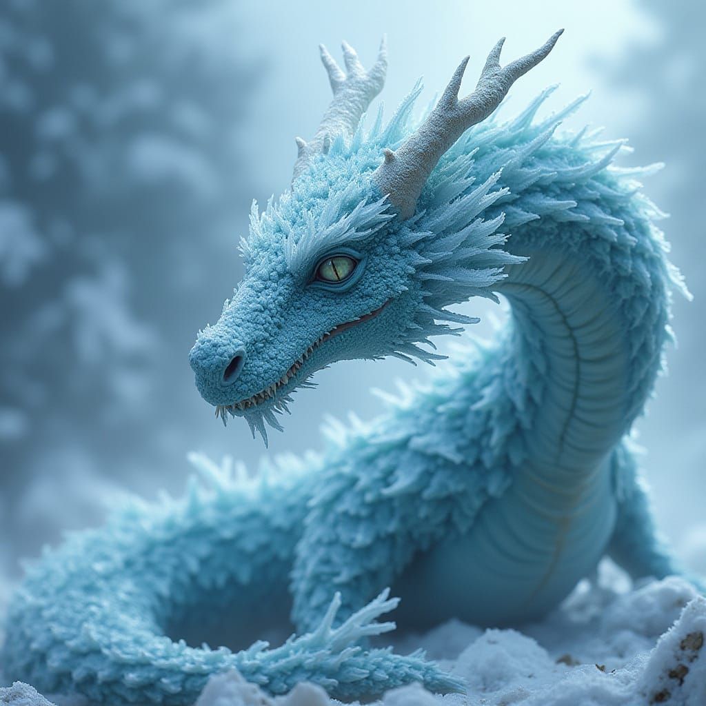 Icy Dragon Majesty in Digital Art Style