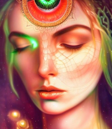 Demonic Goddess Portrait in Biopunk Style