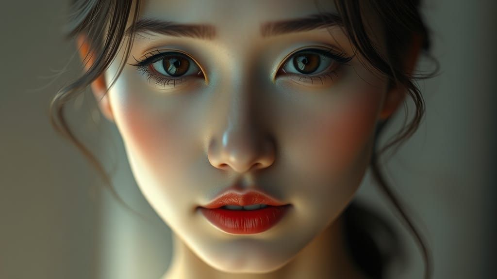 Elegant Woman's Portrait in Soft Focus with Asian Flair