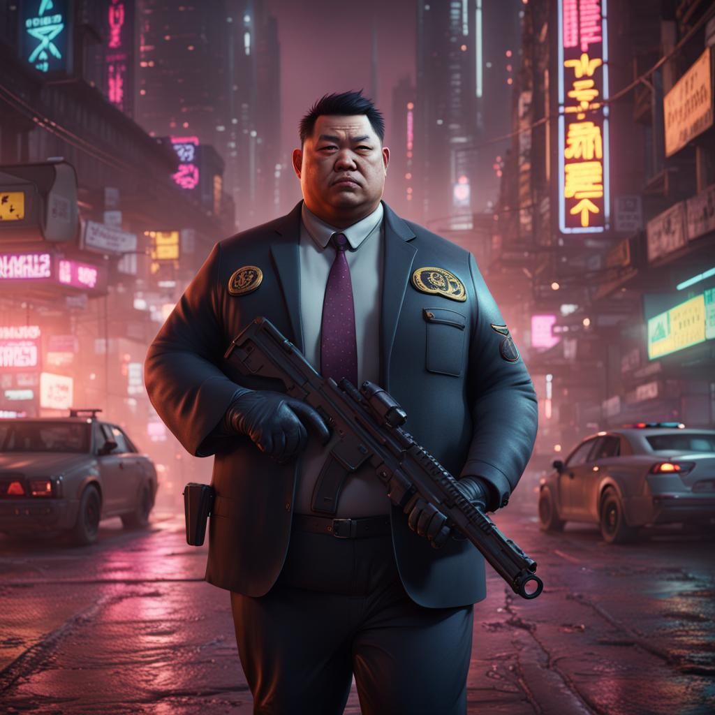 Cyberpunk FBI Agent: Detailed Matte Painting
