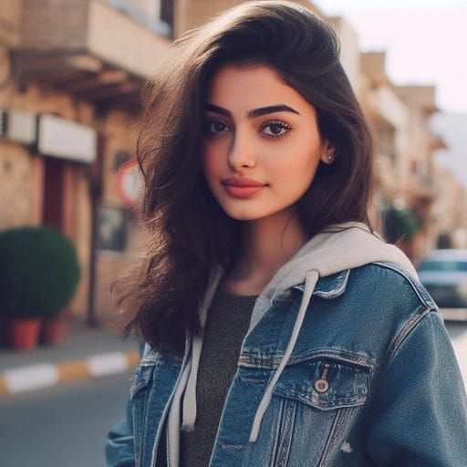 Beautiful Dark-Haired Woman Walking in Morocco