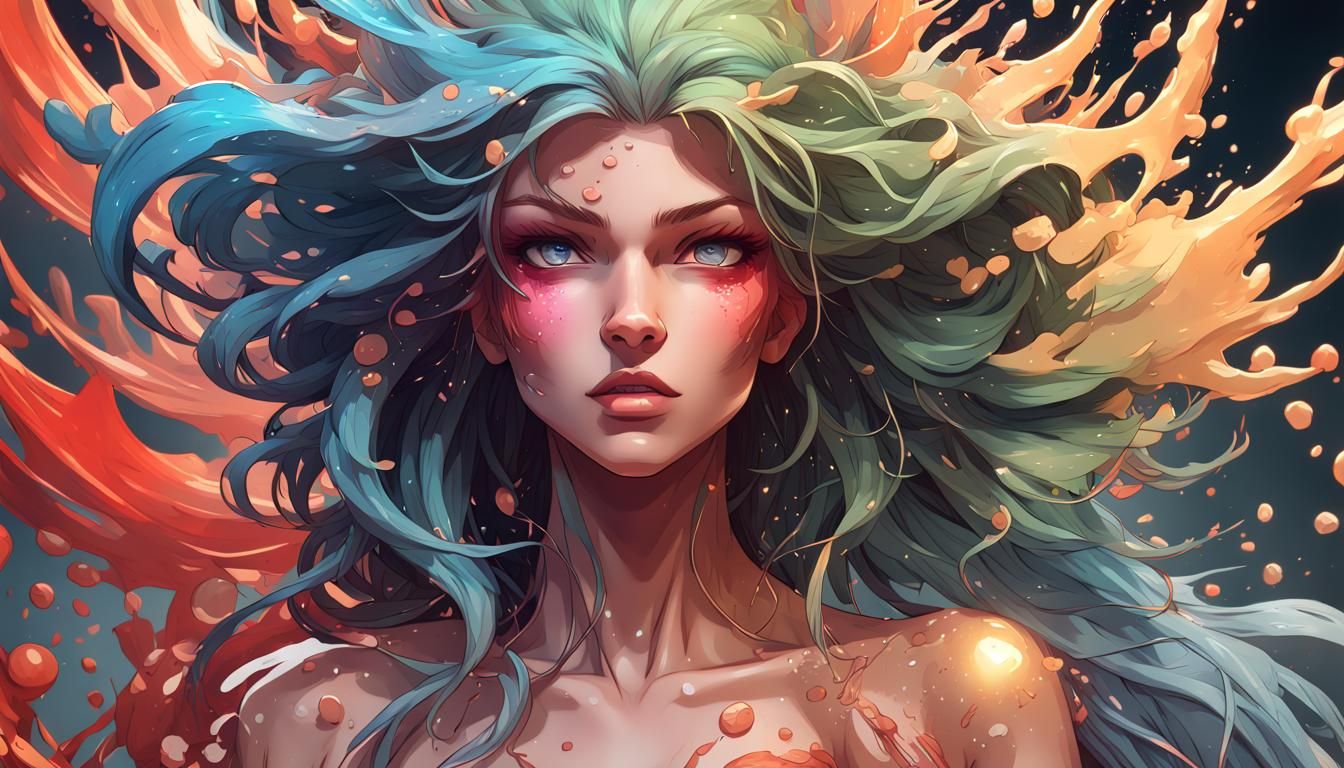 Dynamic Anime Action Portrait in Digital Cel-Shaded Style