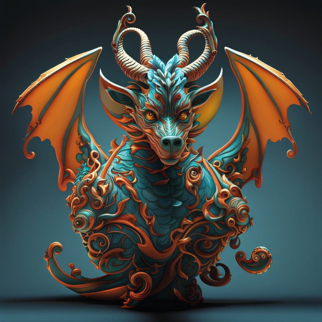 Art Deco Dragon Milk Jug in Digital Art Style