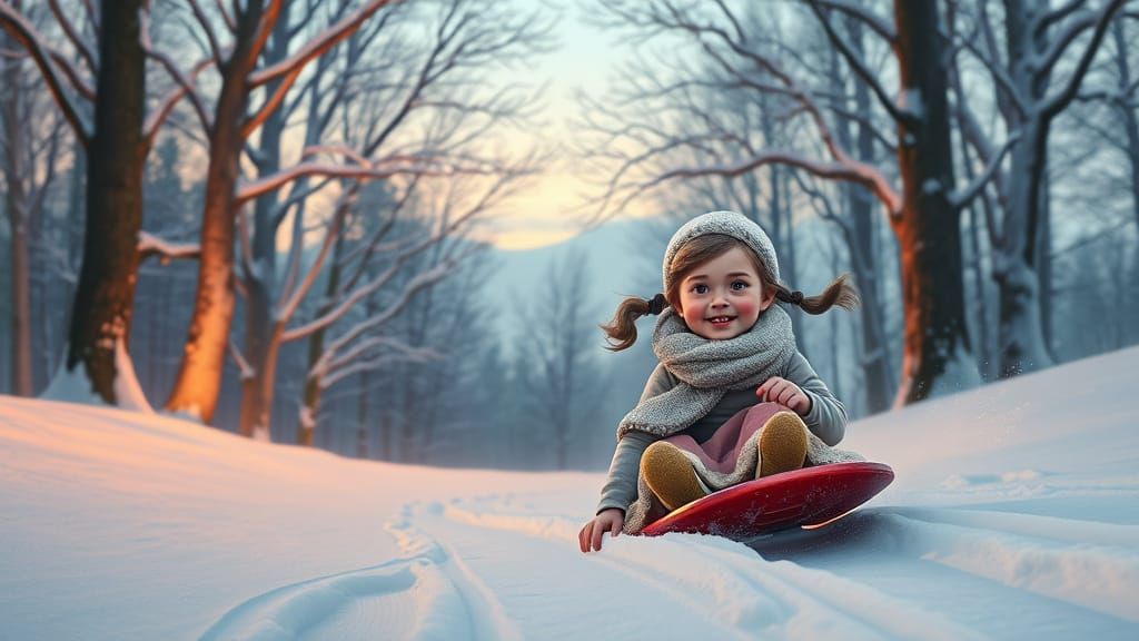 Mystical Winter Wonderland Girl in Serene Forest