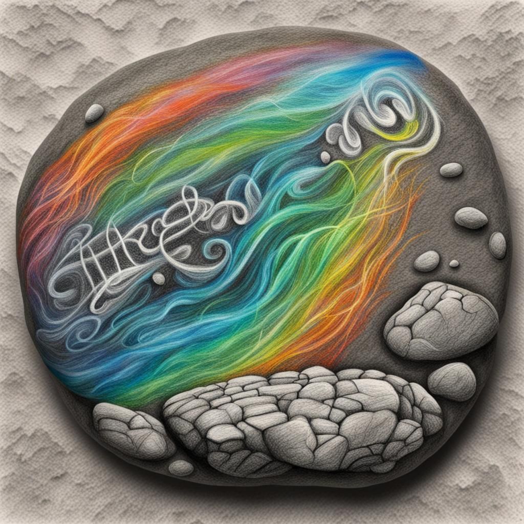 Detailed Charcoal Drawing of a Wishing Rock