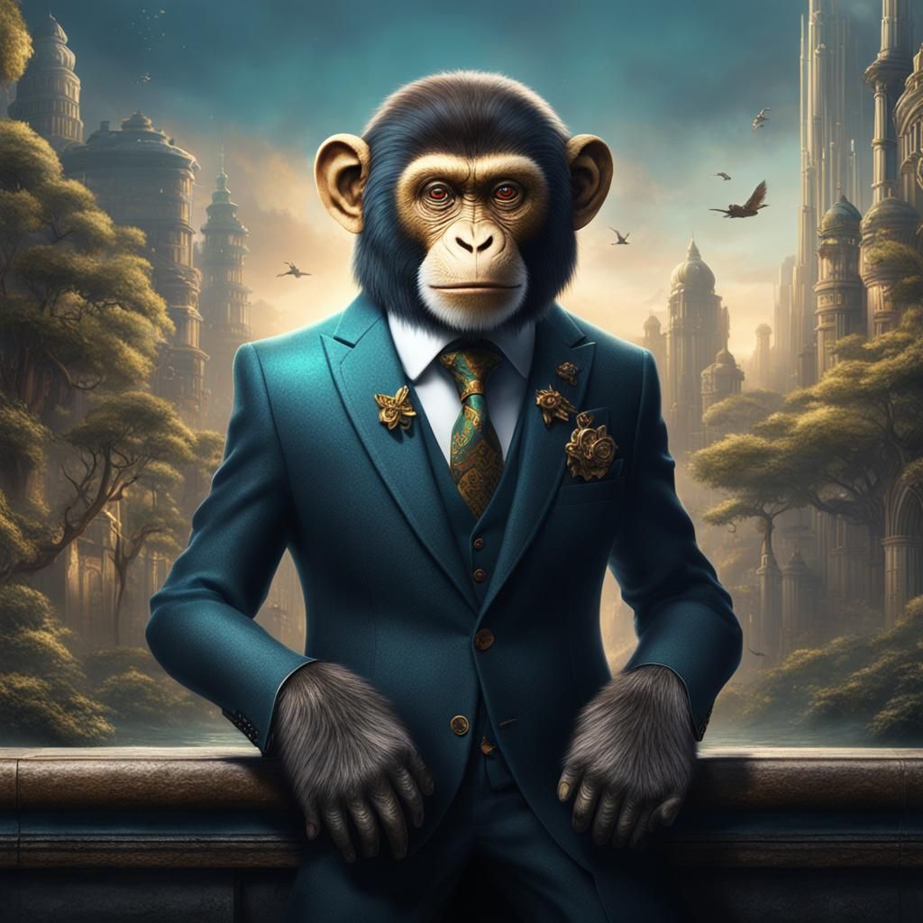 Monkey in Suit: Detailed Matte Painting