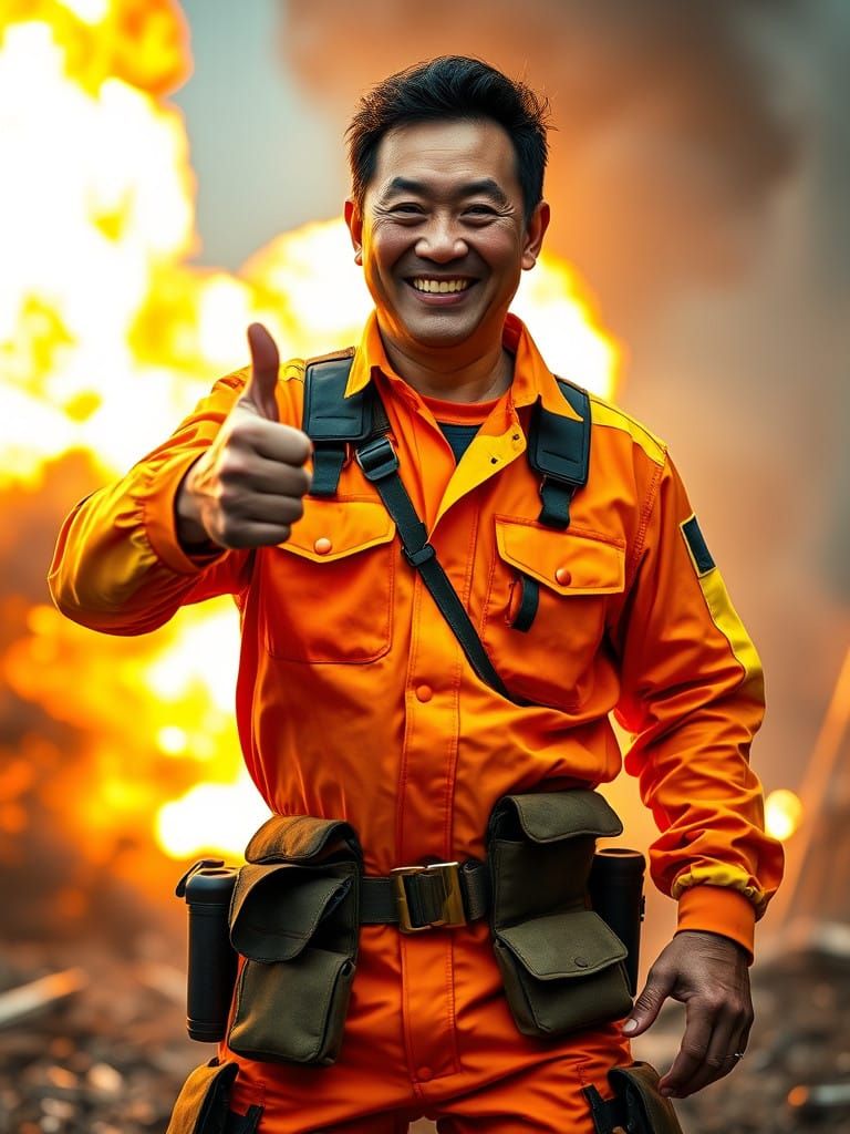 Charismatic Stuntman in Blazing Action Scene