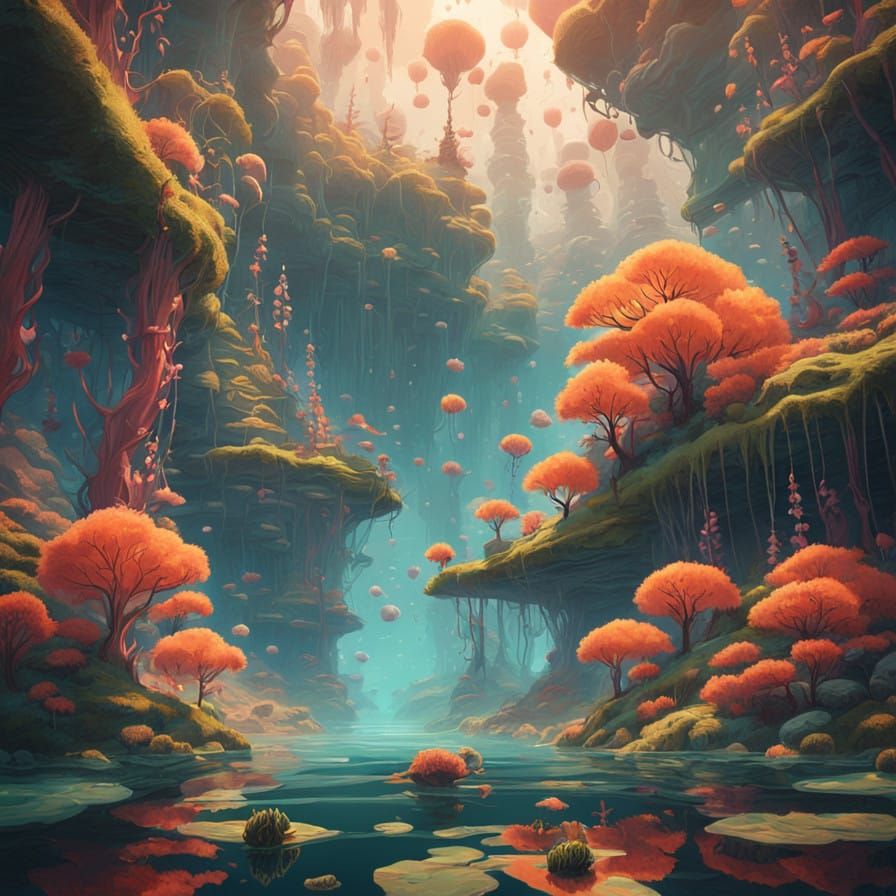 Enchanting Underwater Dreamscape with Flowing Fabrics and De...