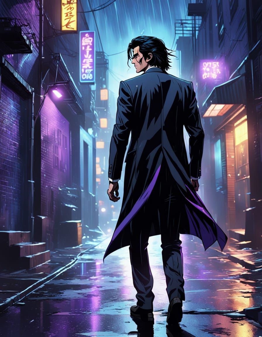 Mysterious Man in Dark Alleyway, Comic Style