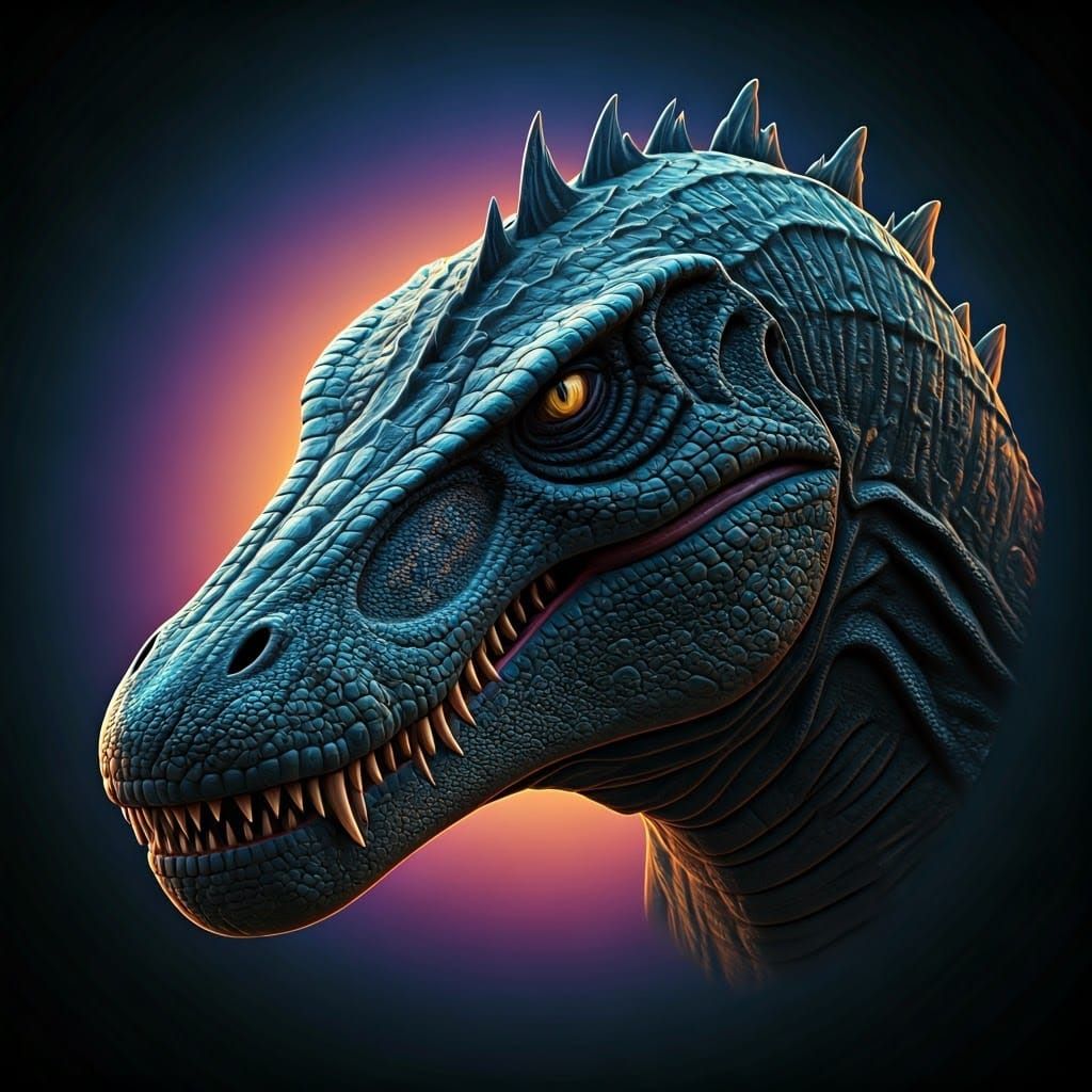 Cyberpunk-Inspired Spinosaurus Godzilla Hybrid