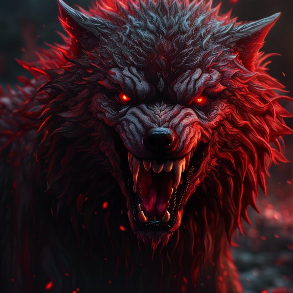 Savage Wolf Snarling: Detailed Matte Painting