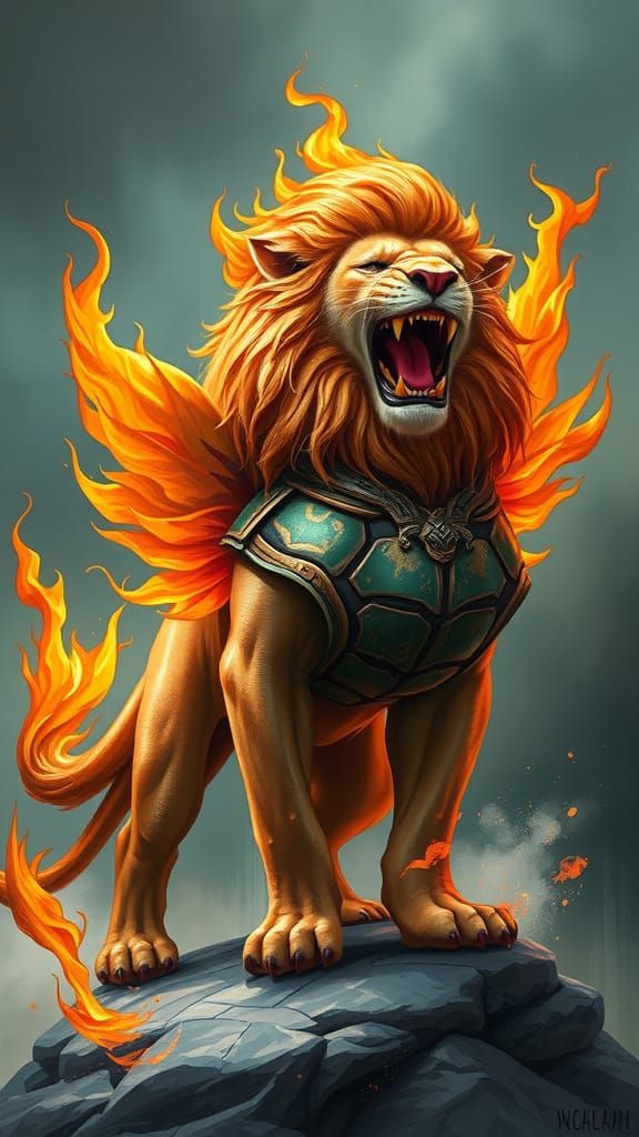 Majestic Lion of Blazing Fury
