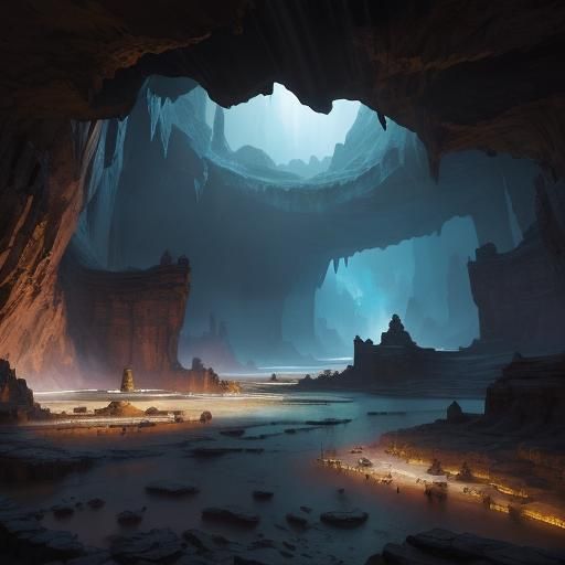 Epic Cave Floor Digital Matte Painting