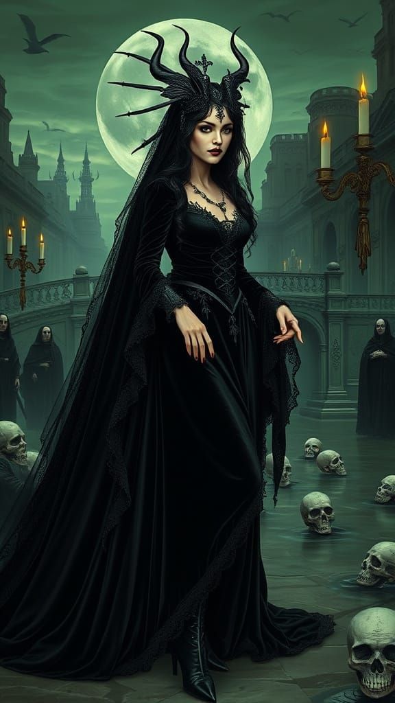 Goddess of Death in Baroque Art Nouveau Style