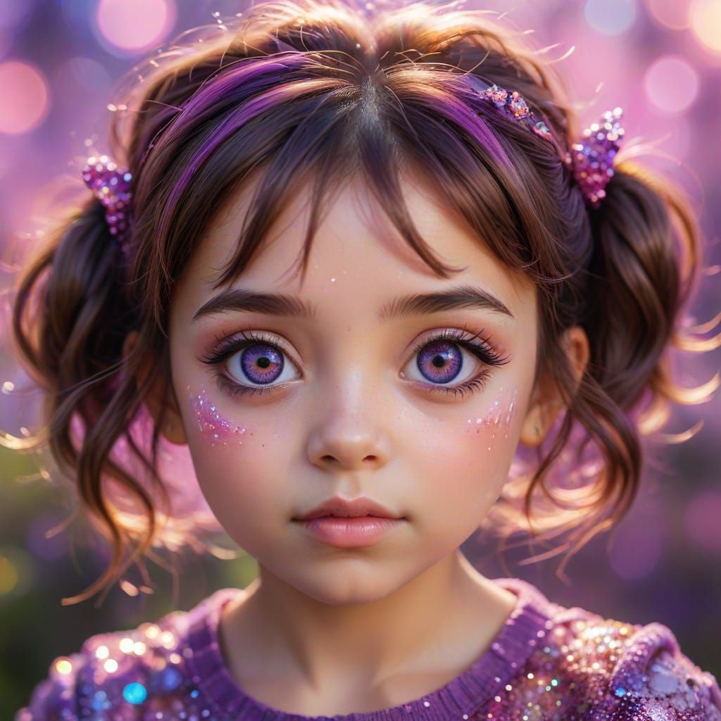 Vibrant Chibi Portrait of Hispanic Toddler Girl