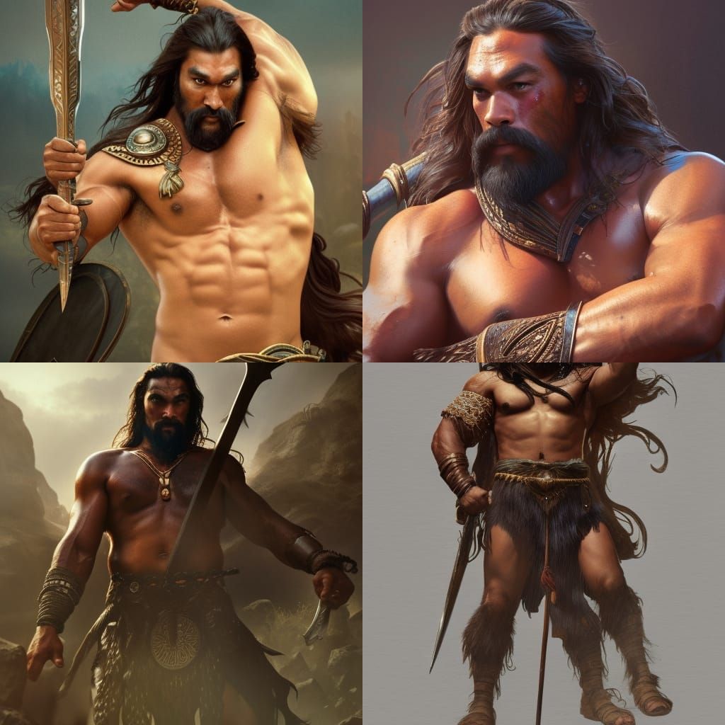 Hyperdetailed Barbarian Concept Art in Orange and Teal