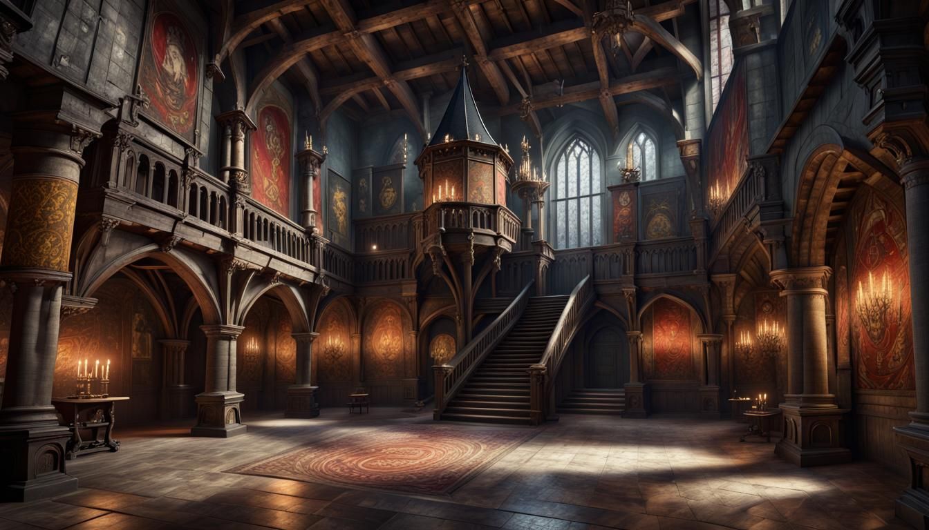 Grand Medieval Hall in Dungeon Tower