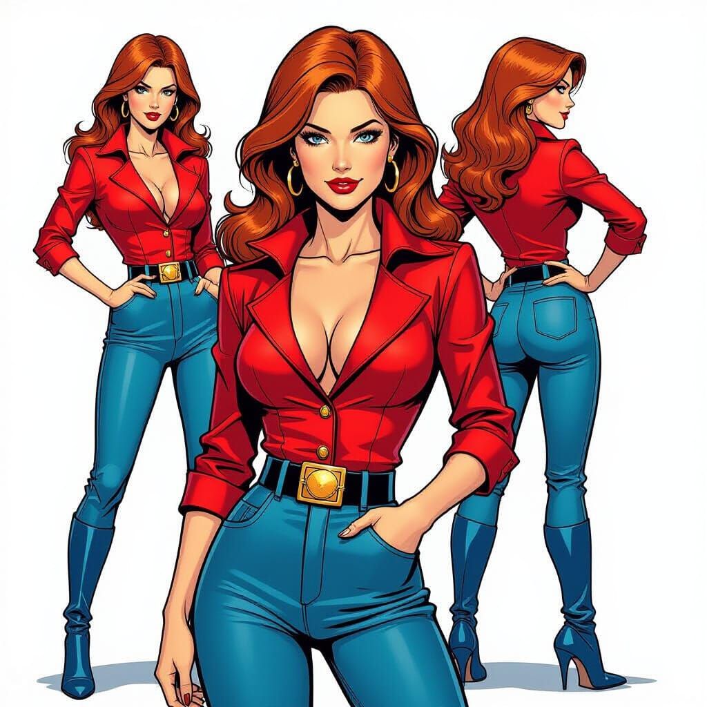 Dynamic Mary Jane Watson Poses in Comic Book Style