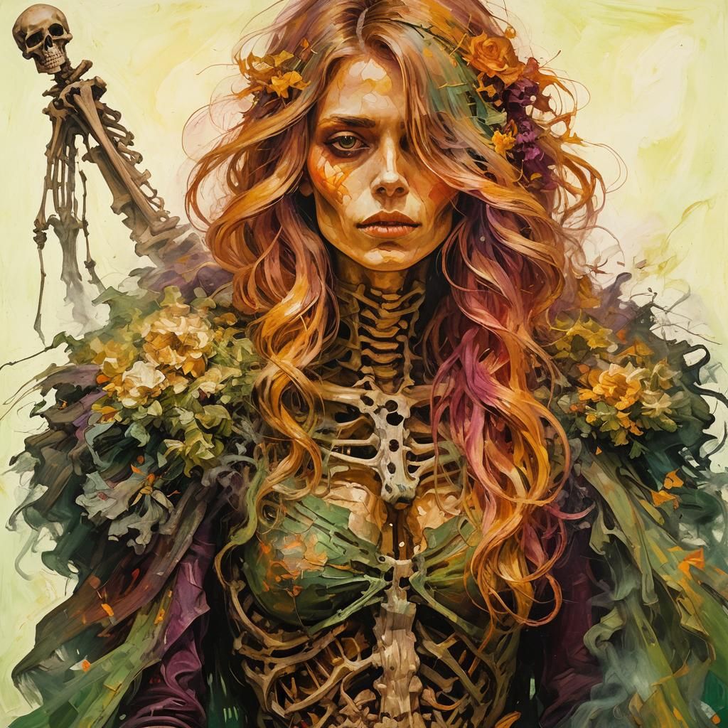 Eerie Girl Portrait in Post-Impressionistic Style