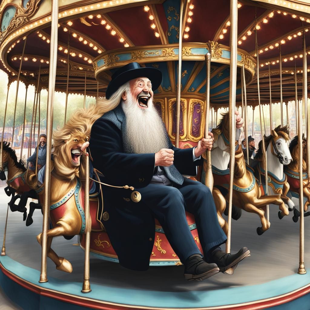 Dumbledore Laughing Hysterically on a Carousel