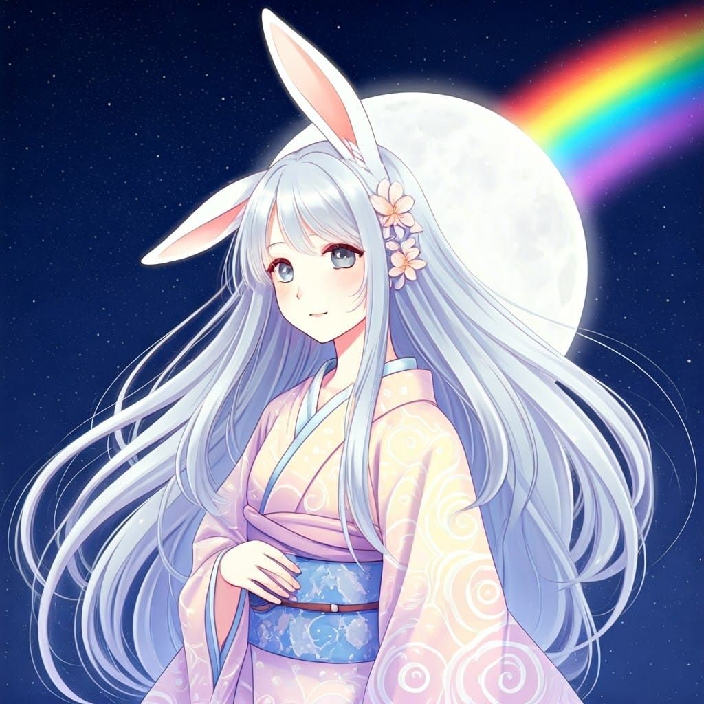 Ethereal Moon Rabbit in a Celestial Dreamscape