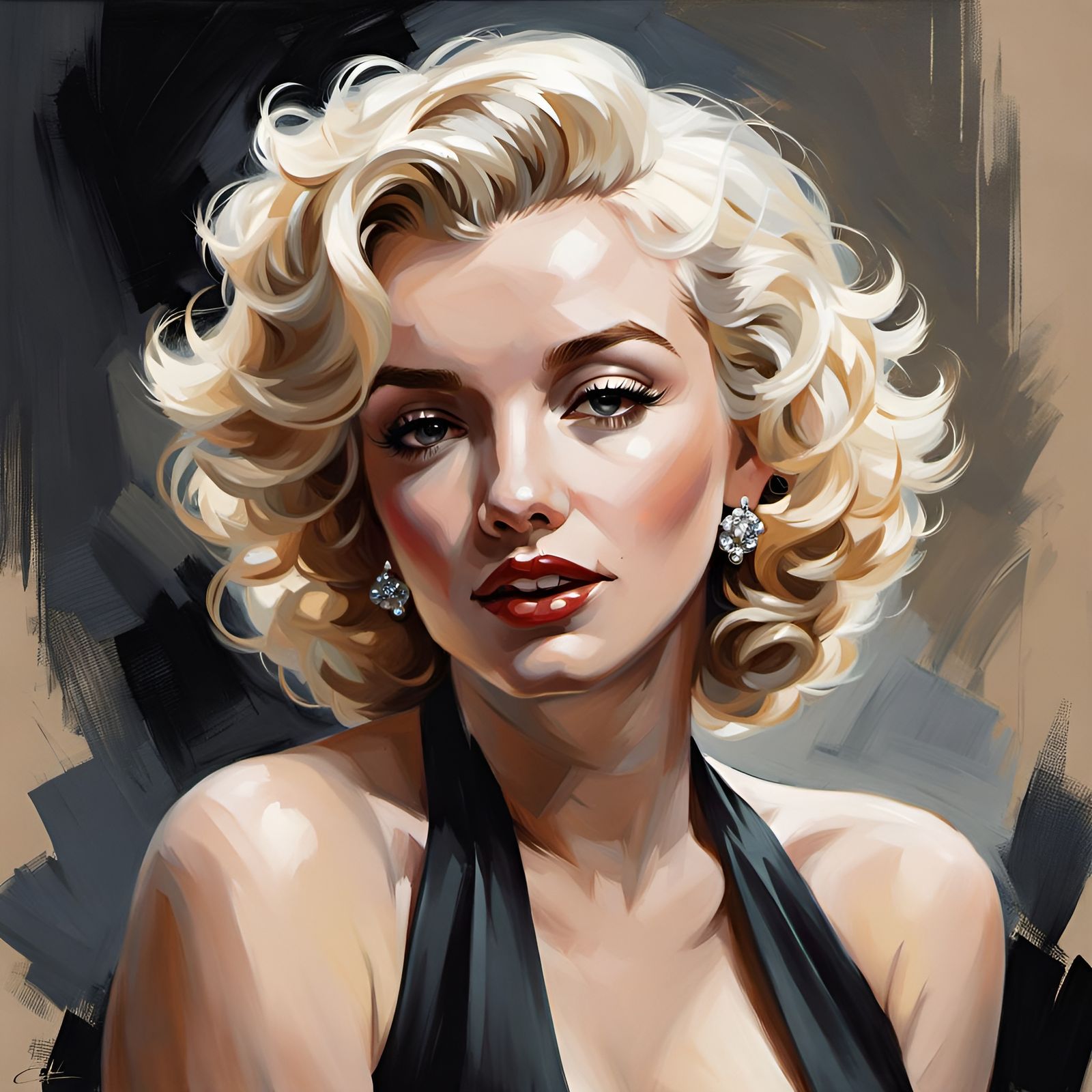 Classic Blonde Portrait in Realistic Style