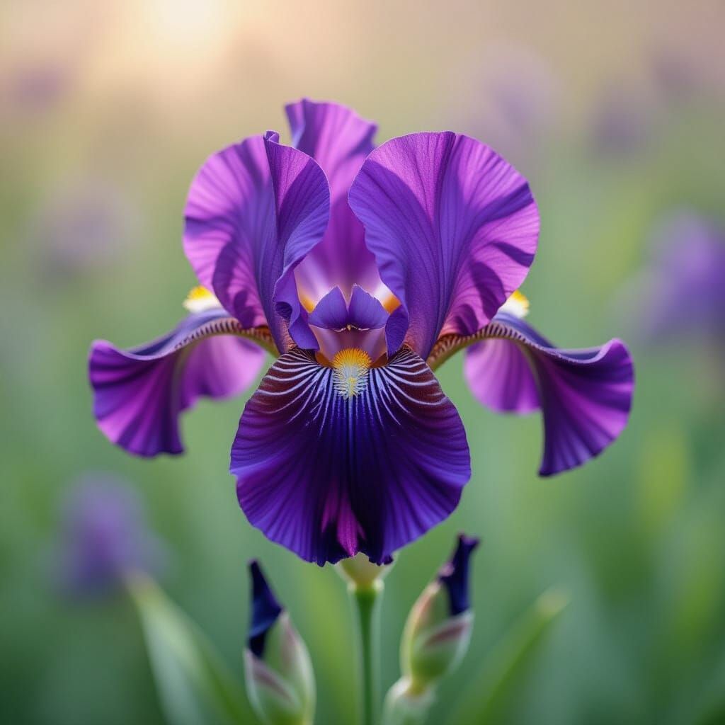 Midnight Iris Flower in Dark Moody Lighting