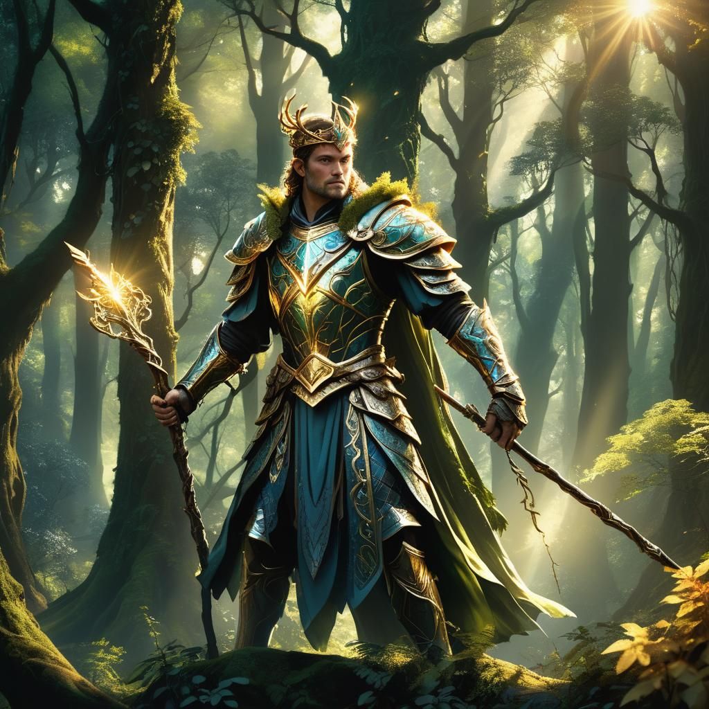 Regal Fantasy Character in Majestic Forest