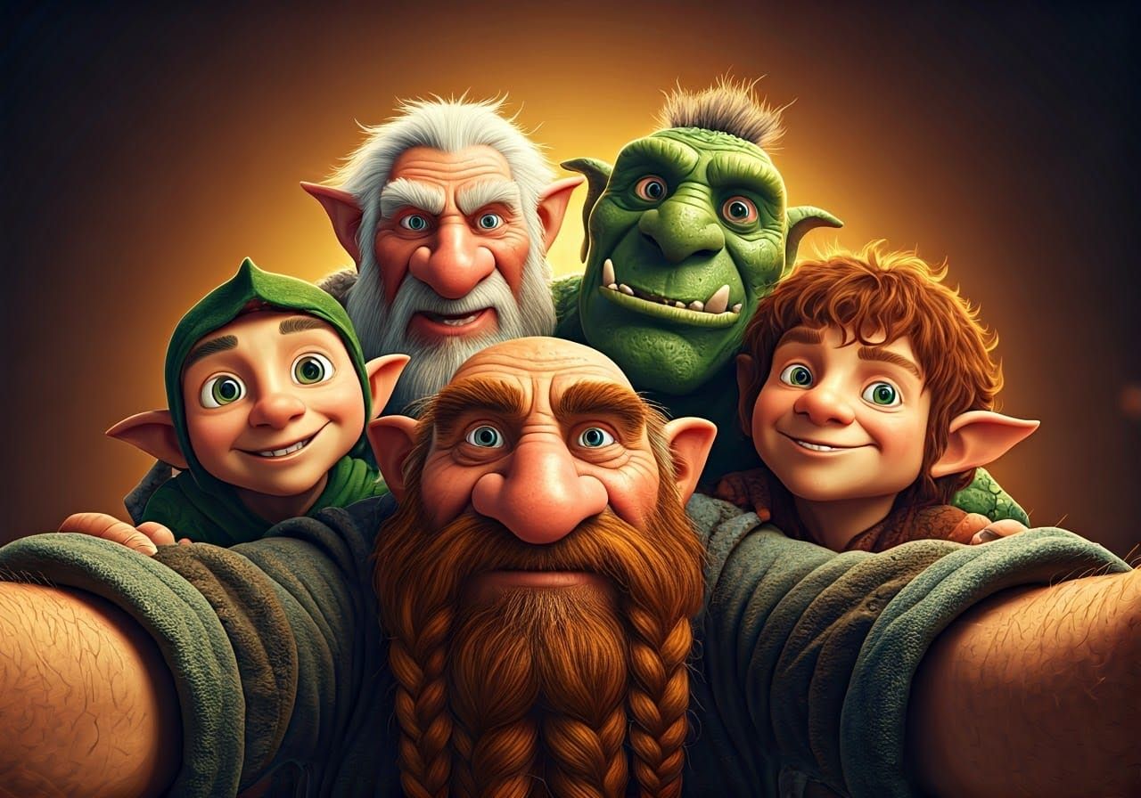 Fantasy Creatures Take Playful Selfie in 8k