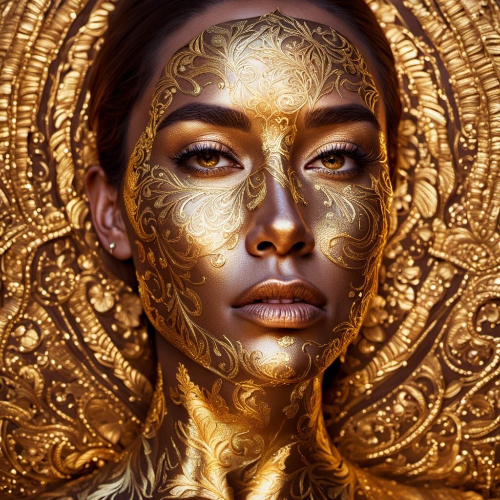 Gilded Woman Portrait in Oil Painting Style