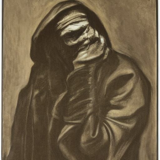 German Expressionist War Widow in Mourning