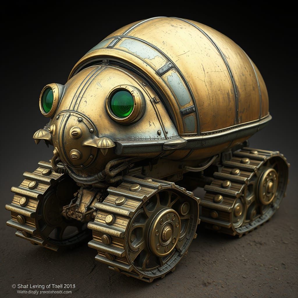 Golden Isopod Tank Rolls Across a Desert Landscape