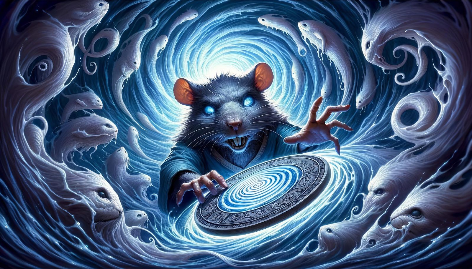 Mystical Rat Casting a Spell with Hypnotic Disc