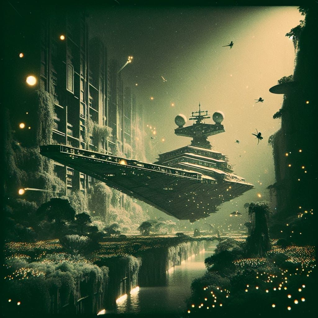 Brutalist Battleship Opera in Noir Space