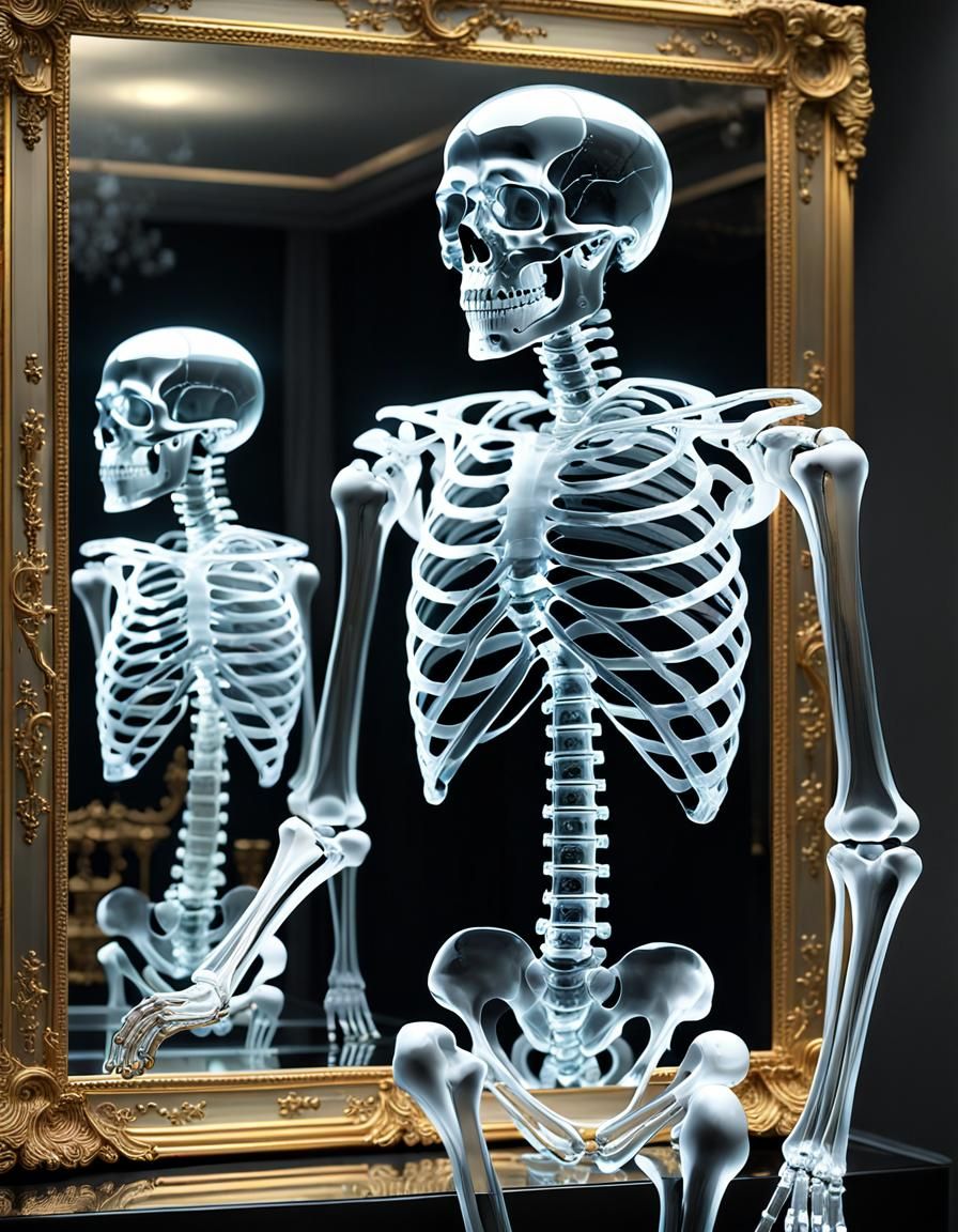 Crystal Skeleton in Surrealist Astro-Punk Style