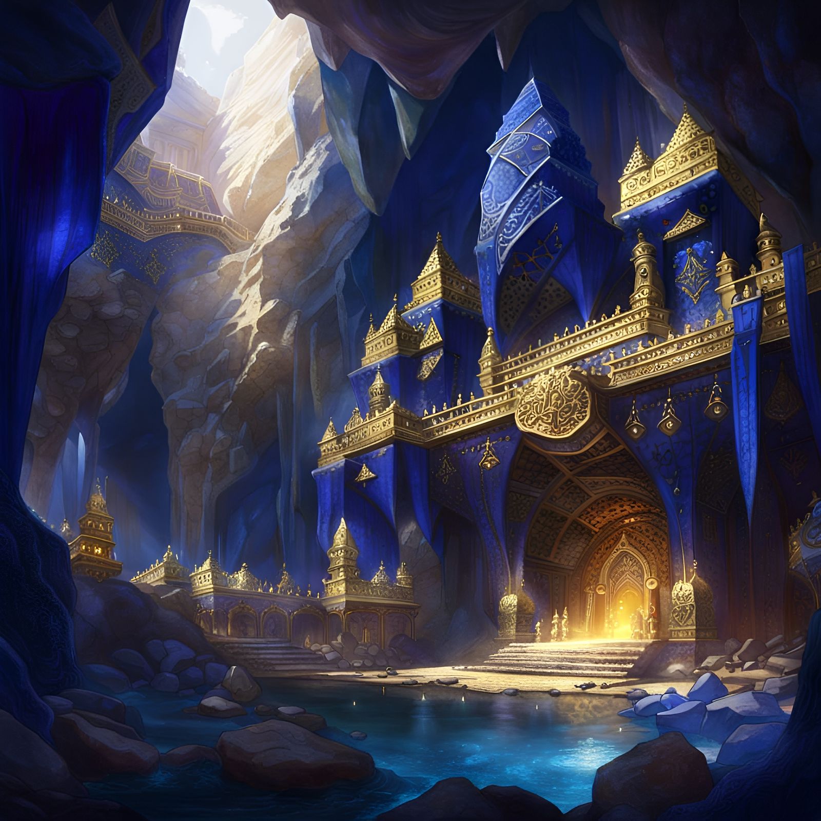 Spectacular Ancient Lapis Lazuli Palace in Cavern