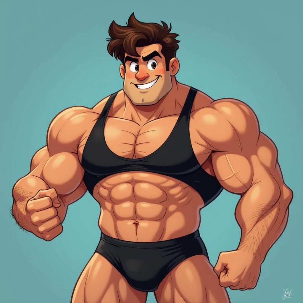 Bluto Flexing: Cartoon Character in Dynamic Pose