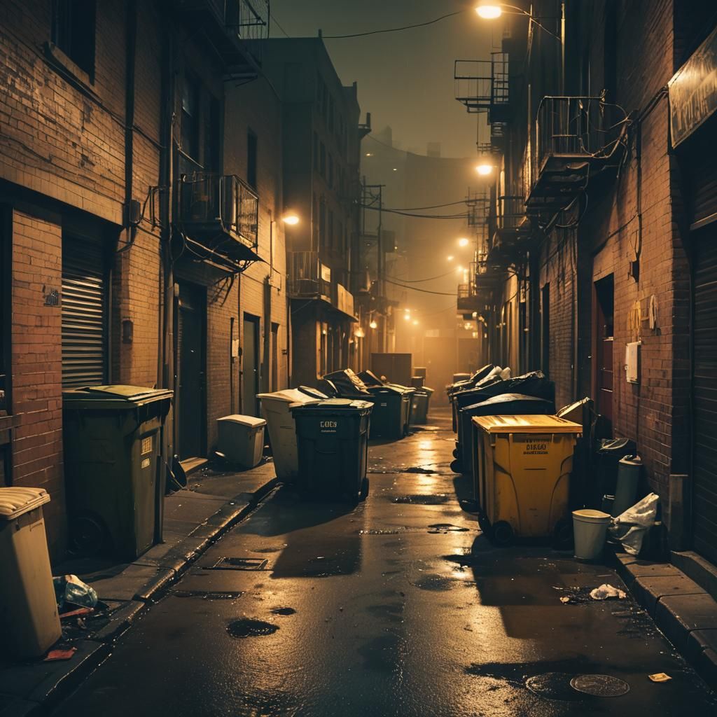 Atmospheric Alleyway in Film Noir Style
