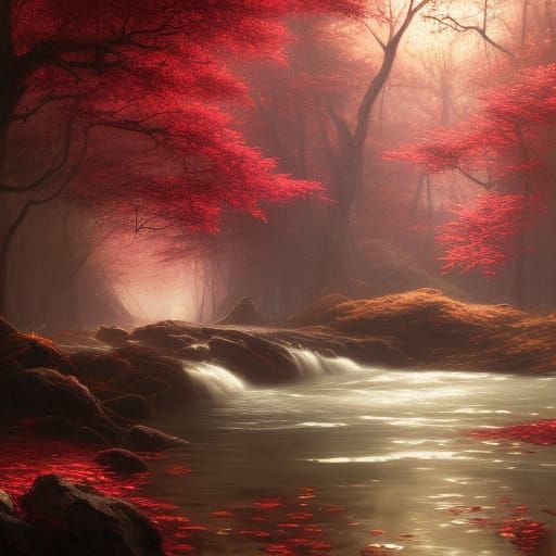 High Gothic Crimson Sakura in Autumn Sunlight