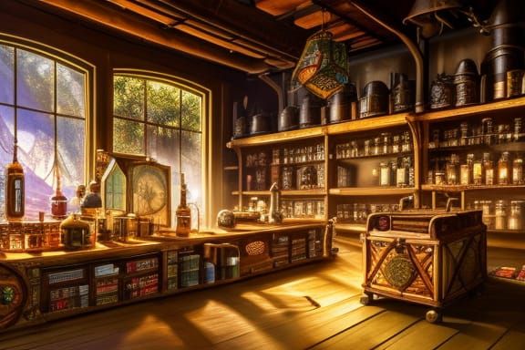 Steampunk Alchemist Potion Shop Interior