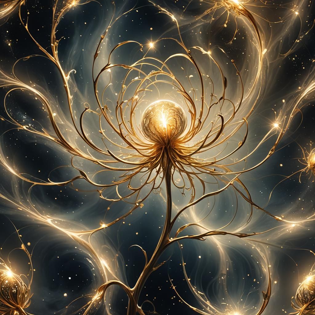 Radiant Seed Bursts with Light in Surreal Space