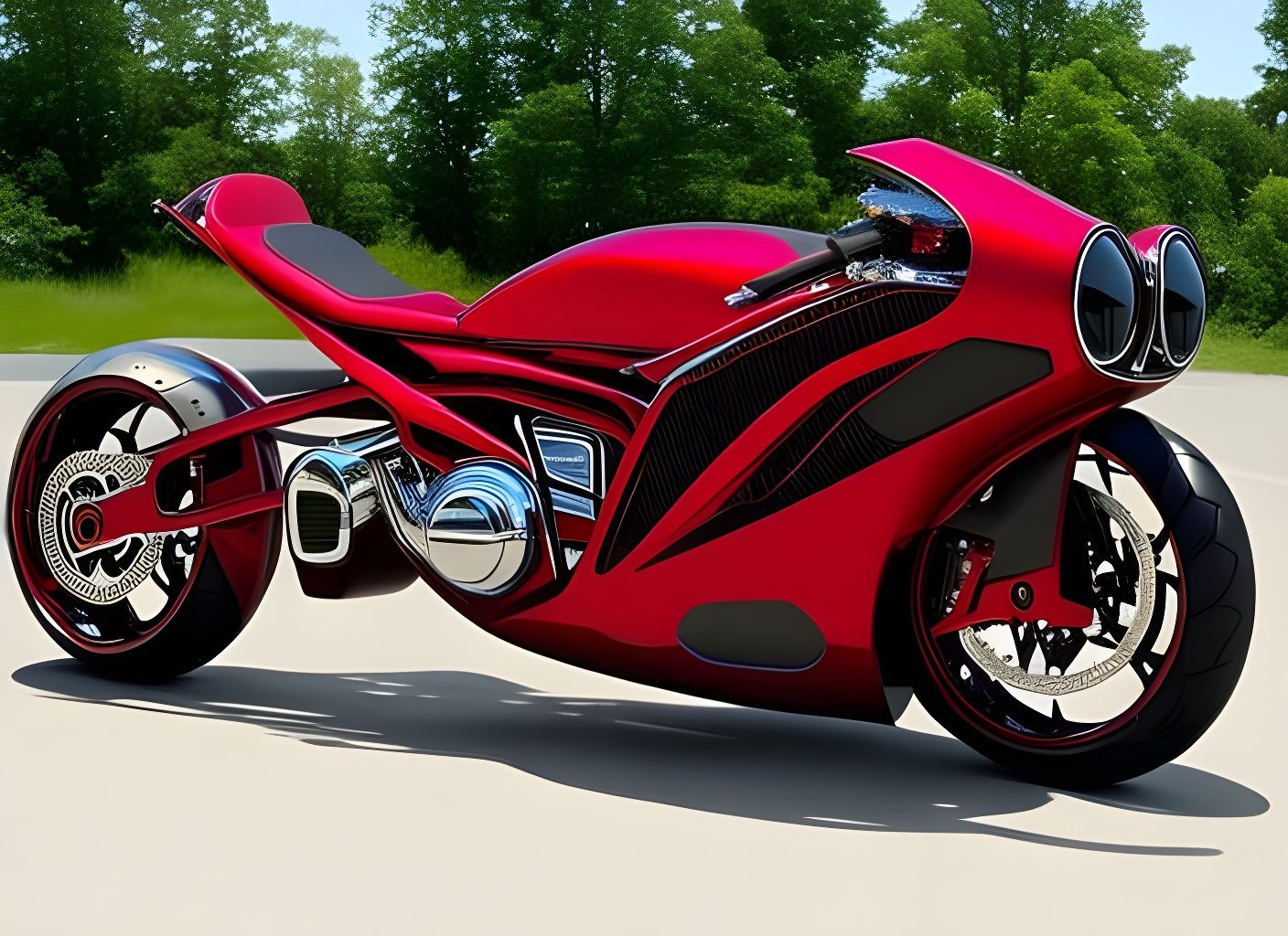 Candyred Futuristic Concept Sports Bike