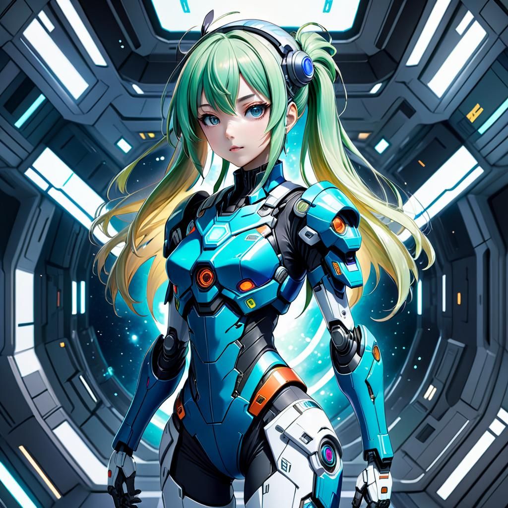 Hyperdetailed Scifi Anime Girl Colored Drawing