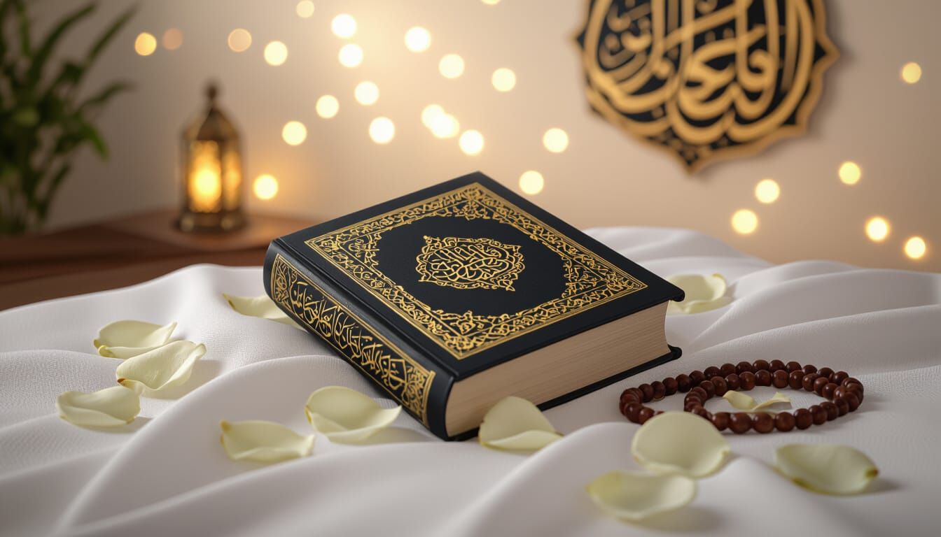 Holy Quran with Roses in Sleek 3D Render