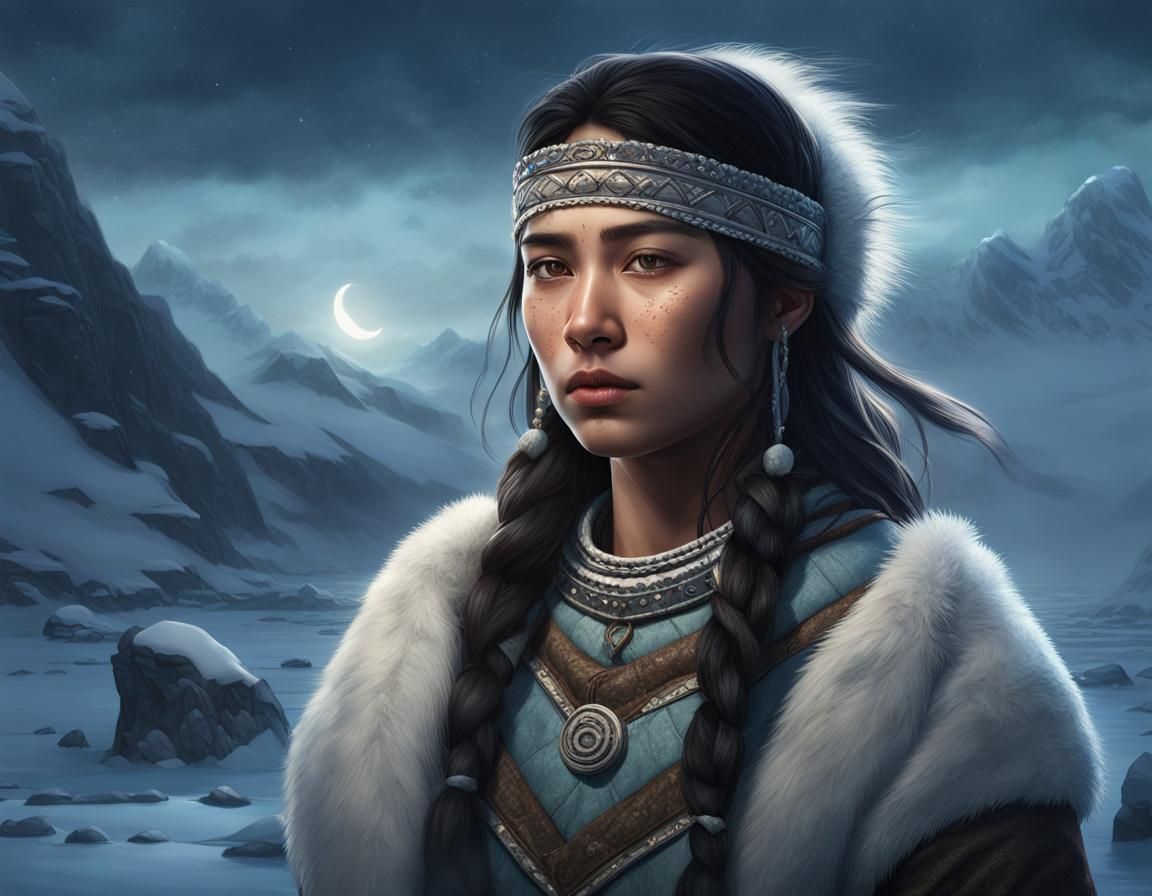 Proud Inuit Girl Portrait on Icy Coast