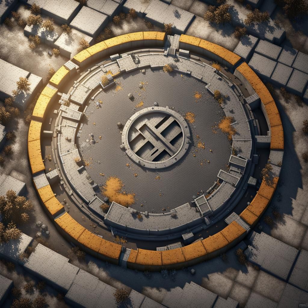 Grimdark Manhole Cover Map in 3D Cinematic Style