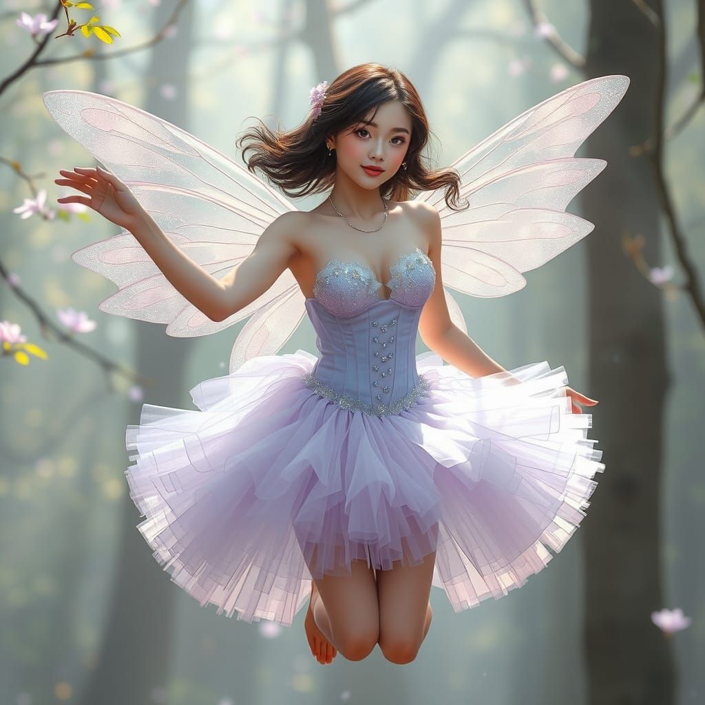 Fantasy Fairy in Enchanted Forest, Digital Photograph