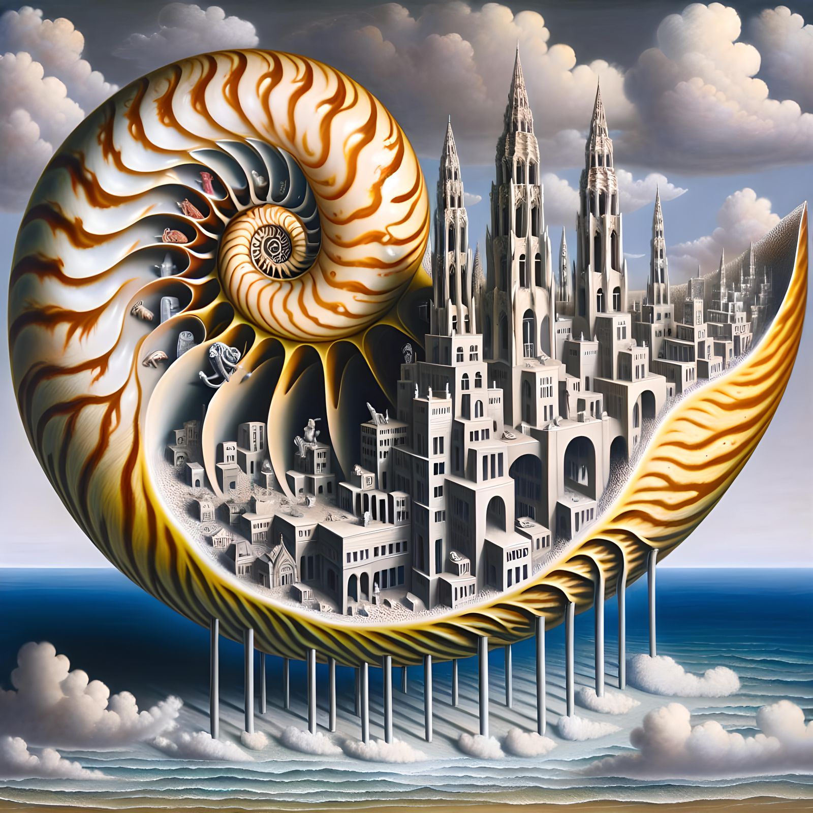 Surreal Nautilus Shell City of Architectural Wonders