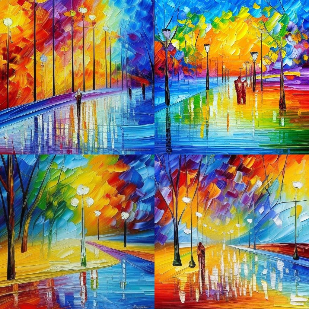 Colorful Neo-Impressionist Oil Painting with Impasto Texture