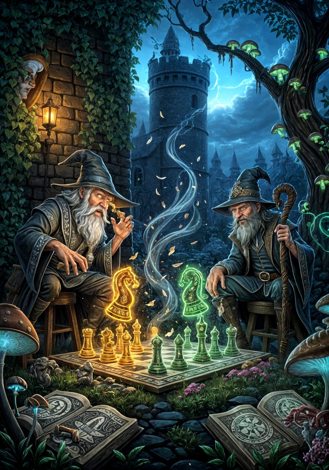 Telekinetic Chess Match Between Two Grumpy Wizards